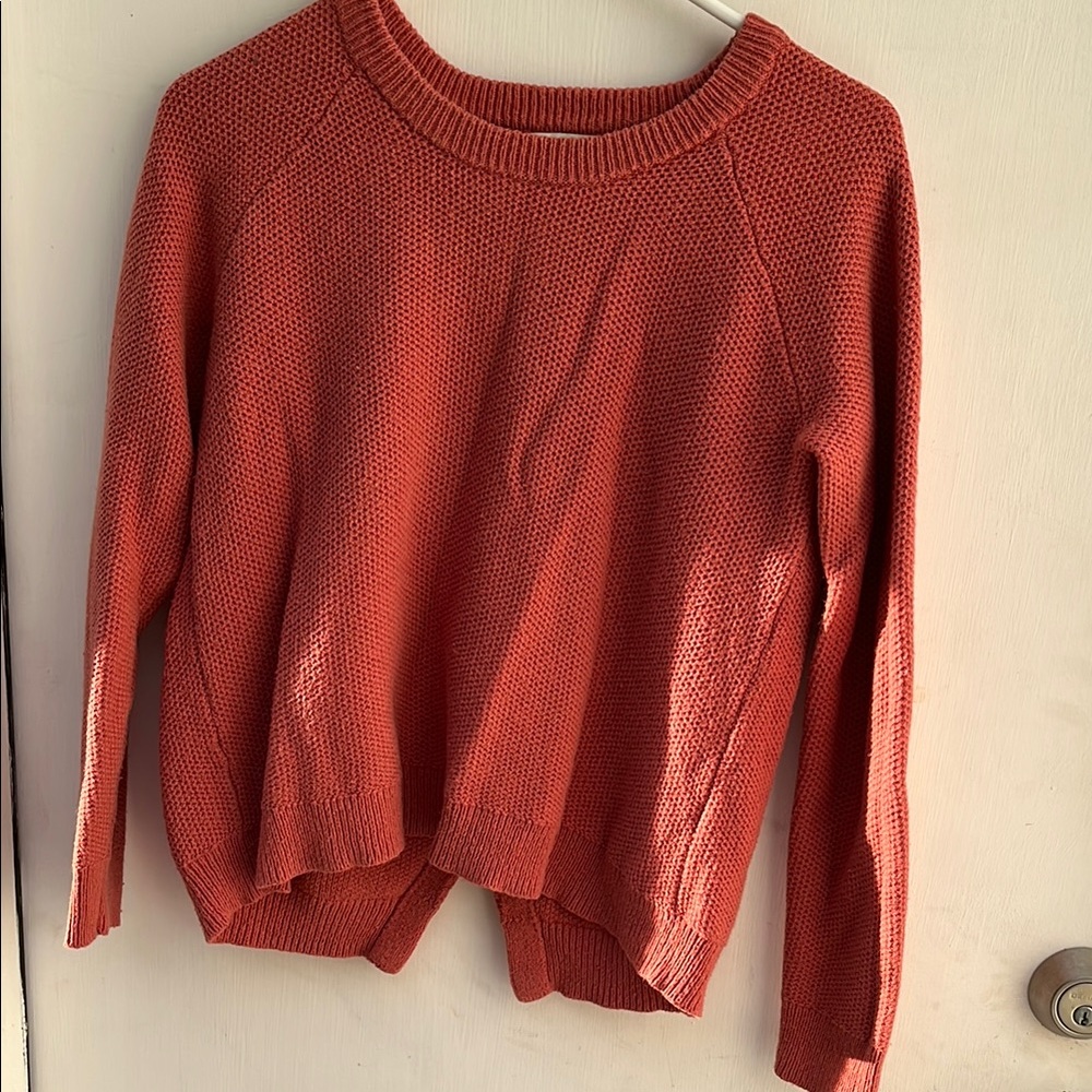 Madewell Orange Crewneck Sweater with Raglan Sleeves